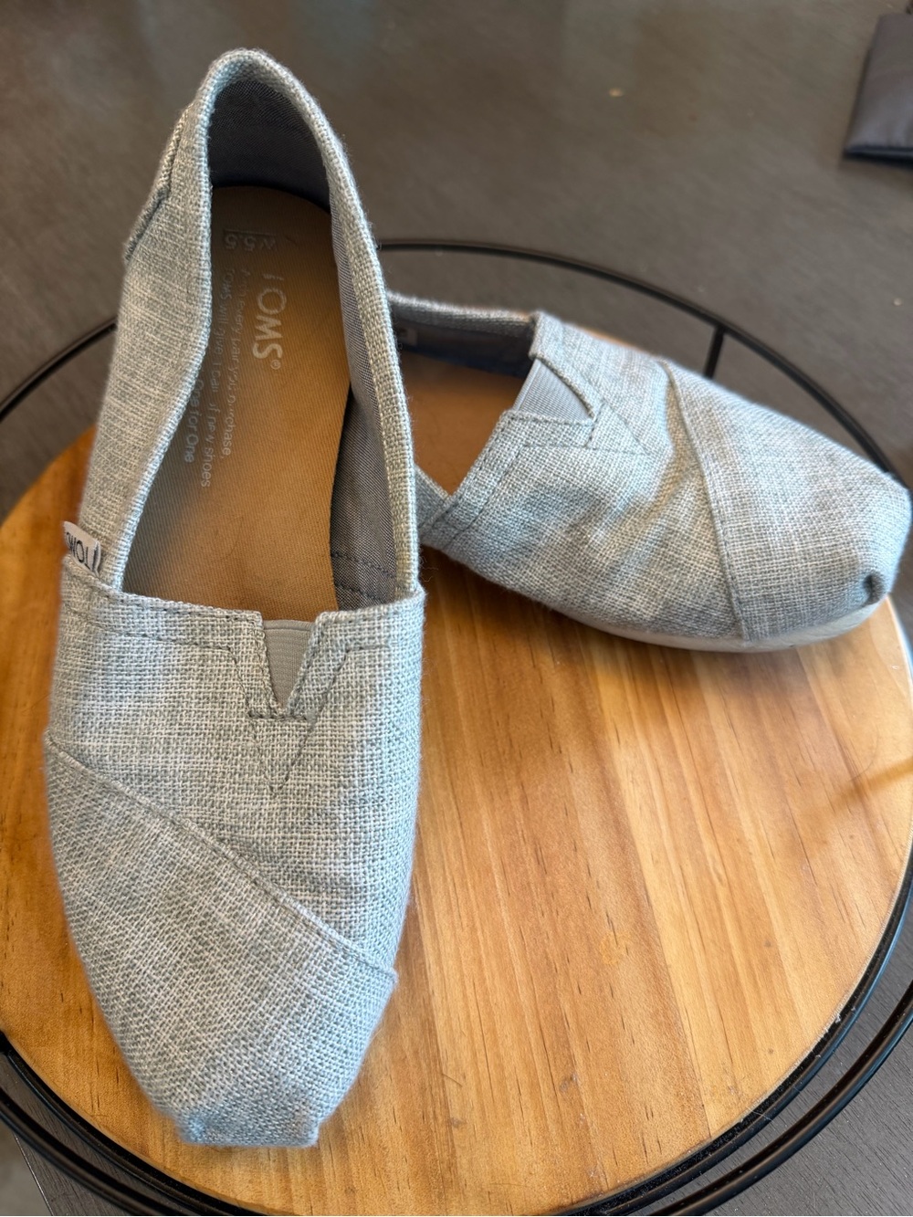 TOMS Classic Canvas Slip-On Shoes — Light Gray